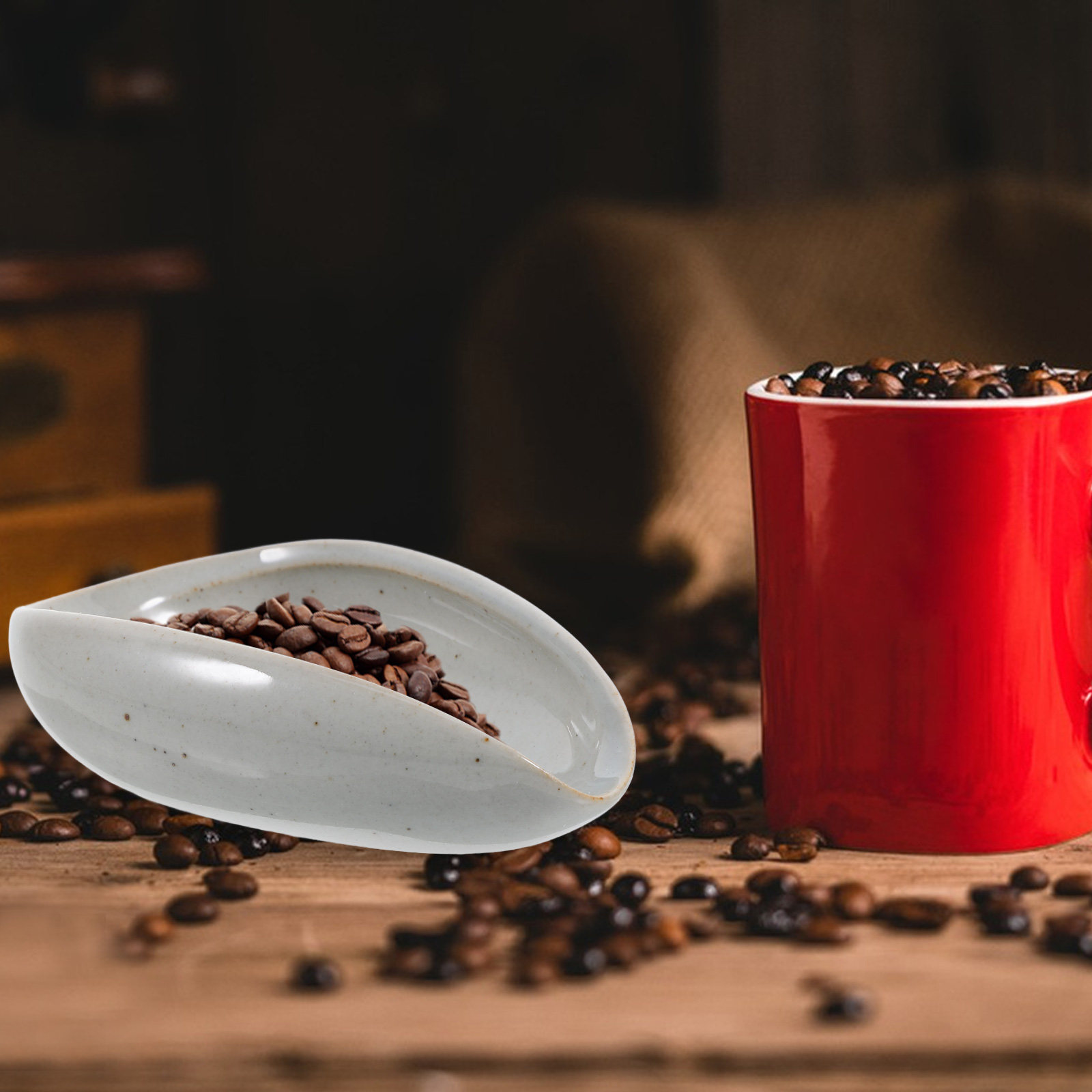 Coffee Tea Leaf And Bean - 세라믹 커피 원두 트레이 가정용 계량컵