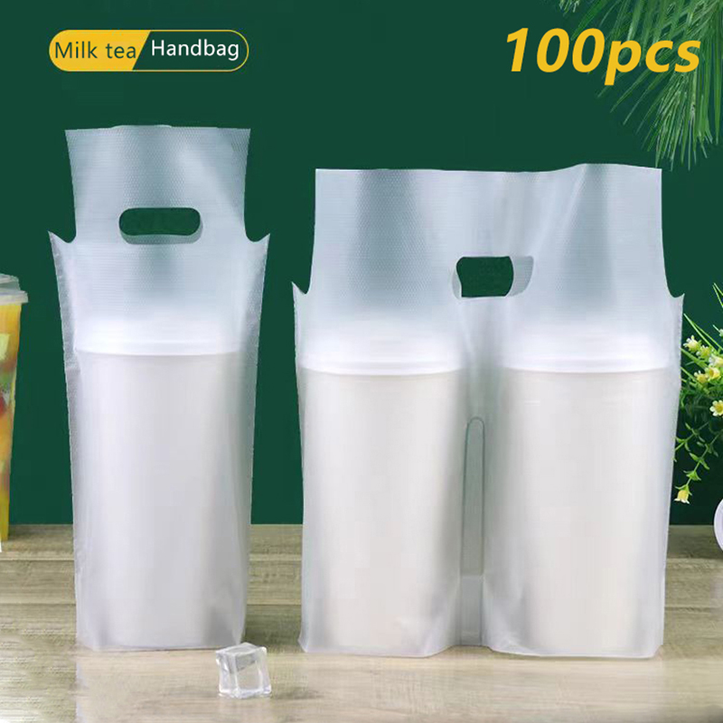 Coffee Tea Essentials - 100Pcs 싱글/더블 컵 밀크티 포장 가방