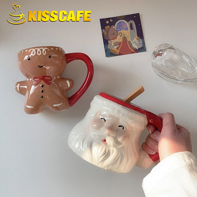 Coffee Tea Gift - 창의적인 귀여운 만화 크리스마스 세라믹 머그잔,
