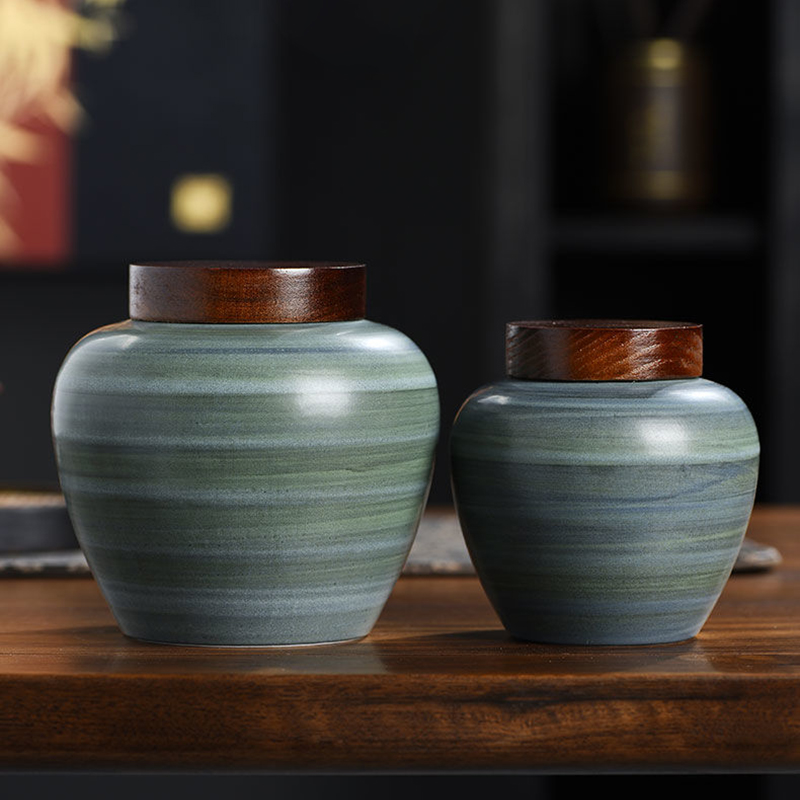 Coffee Tea Leaf And Bean - 레트로 세라믹 차잎 보관함 창의적인 밀폐