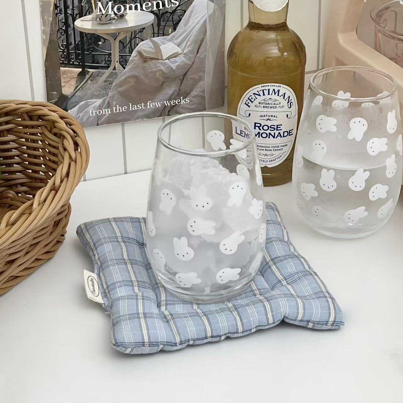 귀여운 미피 토끼 프린트 유리 텀블러 대용량 물컵 -  - Coffee Tea Gift 리뷰 및 가격