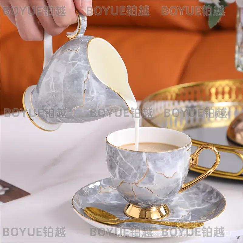 고급 본차이나 커피잔 세트와 티팟, 우아한 애프터눈 티 - Coffee Tea Gift 리뷰 및 가격