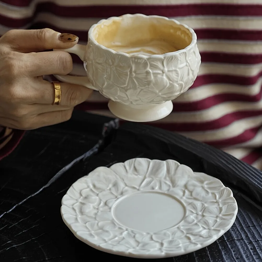 프랑스 크림 릴리프 커피잔 세트 카페 애프터눈 티 커피 - Coffee Tea Gift 리뷰 및 가격
