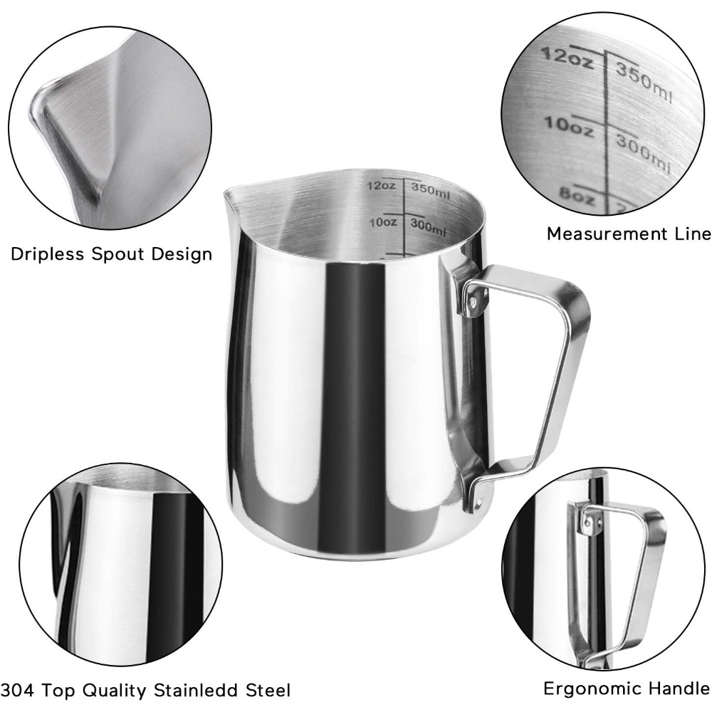 스테인리스 스틸 우유 거품기 12온스(350ml) 카푸 - Barista Milk Jug 리뷰 및 가격