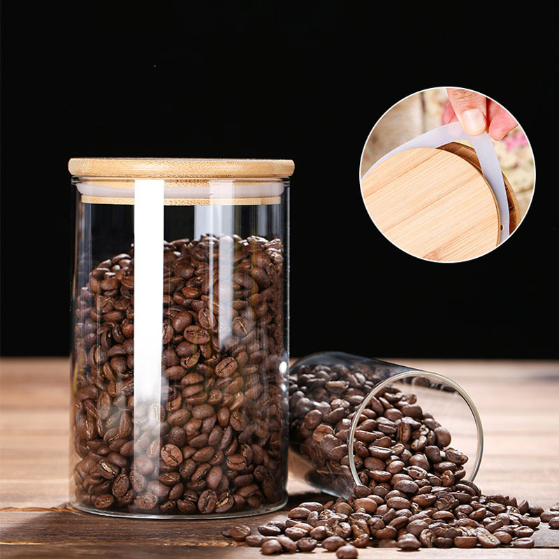밀폐 대나무 뚜껑이 있는 유리 식품 저장 항아리, 커피 - Coffee Tea Leaf And Bean 리뷰 및 가격
