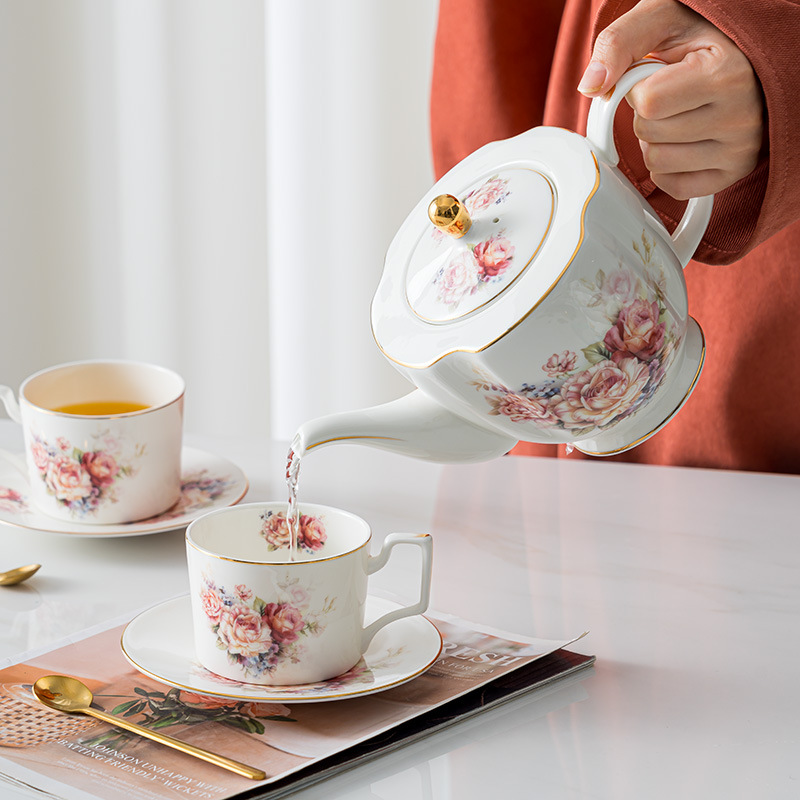고급 본차이나 티포트 500ML 핑크 카멜리아 커피포트 - Coffee Tea Jug 리뷰 및 가격