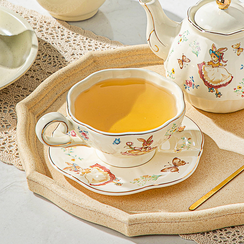 영어 복고풍 커피 컵과 접시, 앨리스 토끼 페인트 세라 - Coffee Tea Gift 리뷰 및 가격