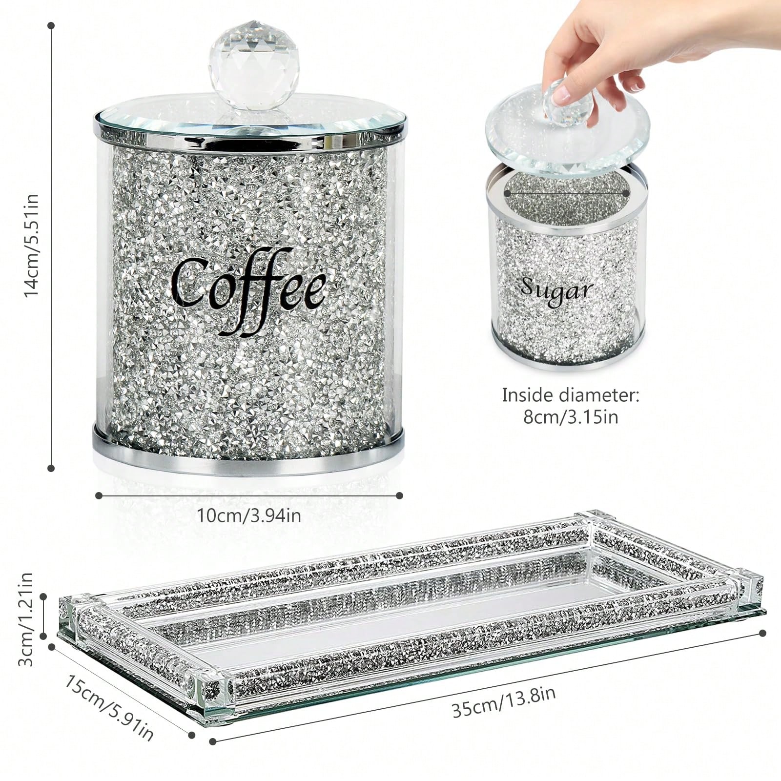커피 설탕 차 보관 용기 세트 반짝이는 글램 크러쉬드  - Coffee Tea Gift 리뷰 및 가격