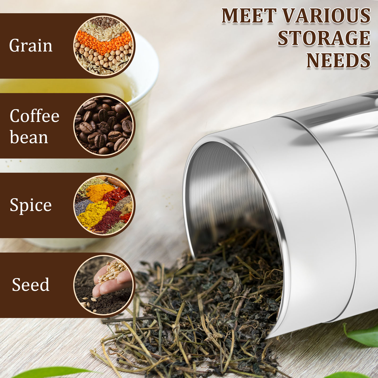 스테인리스 스틸 차잎 틴 캐니스터 두꺼운 이중 밀봉 커 - Coffee Tea Leaf And Bean 리뷰 및 가격