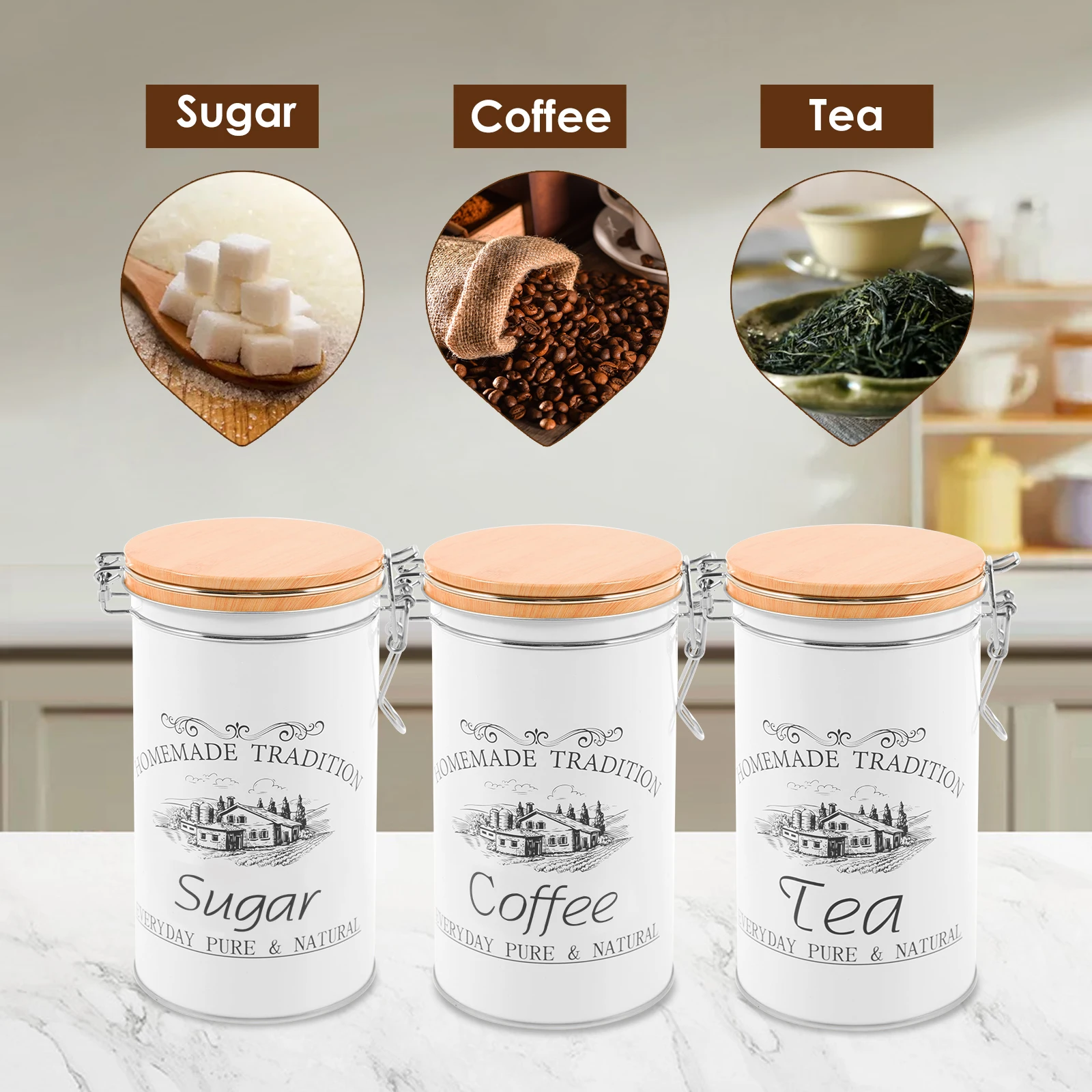 3 개/대 차 커피 설탕 용기 금속 커피 콩 저장 용기 - Coffee Tea Jug 리뷰 및 가격