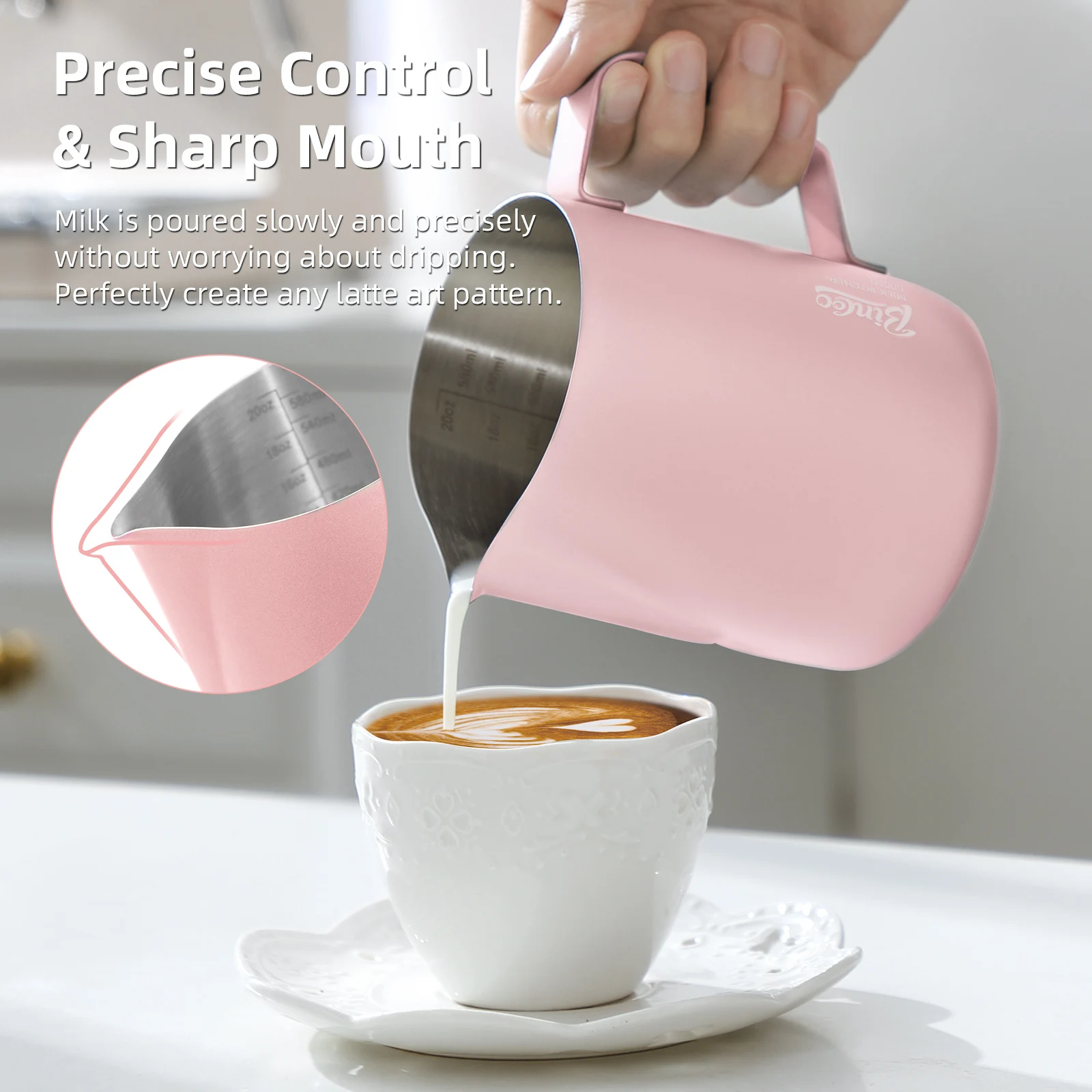 BINCOO 350/600ML 커피 우유 거품 피처 주 - Barista Milk Jug 리뷰 및 가격